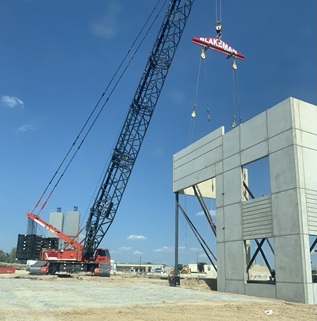 Tilt-wall concrete construction project in progress